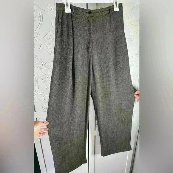 Eileen Fisher Linen Blend Wide Leg Trouser Zip fly Partial Elastic waist Sz S - Picture 6 of 15